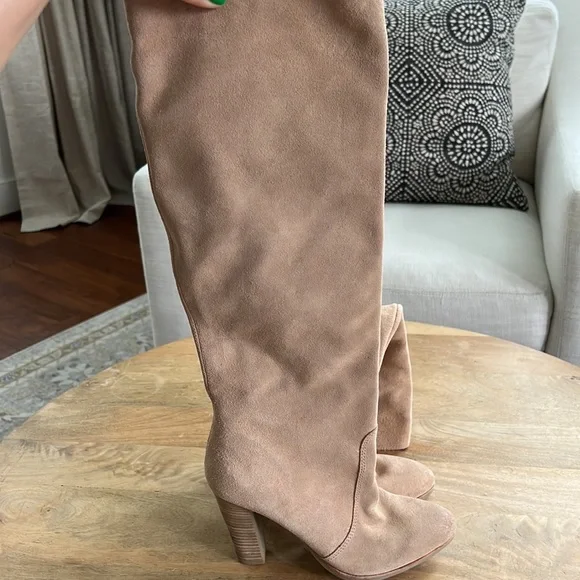 Anthropologie Dolce Vita Celine Blush Tan Suede Leather Boots Size 7 - Picture 11 of 11
